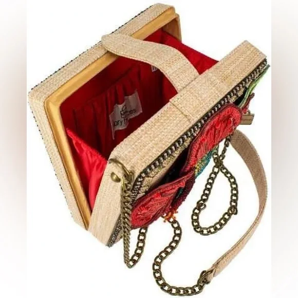 Mary Frances “Meet Me in the Tropics” Crossbody Hibiscus Hummingbird Bag